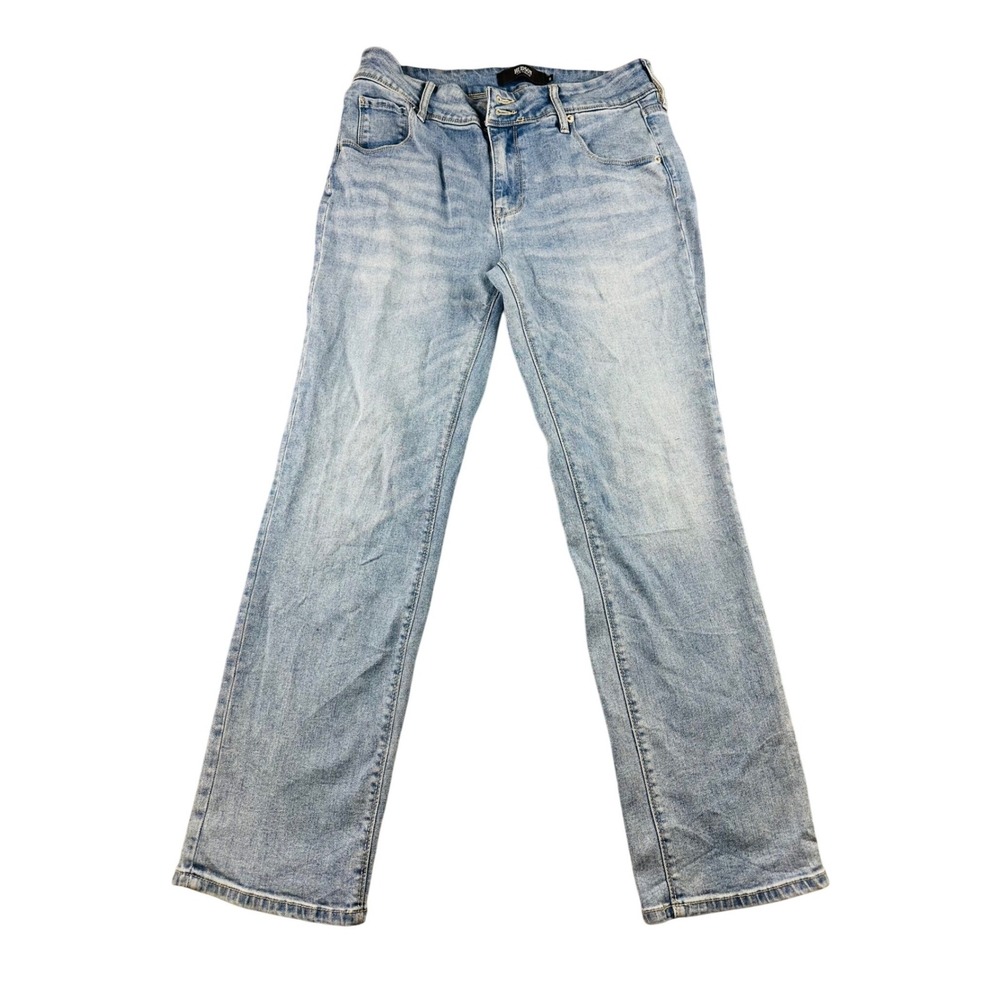 Hudson Flap Jeans Women 8 Blue Denim Straight Leg‎ Double Button Pocket Boho